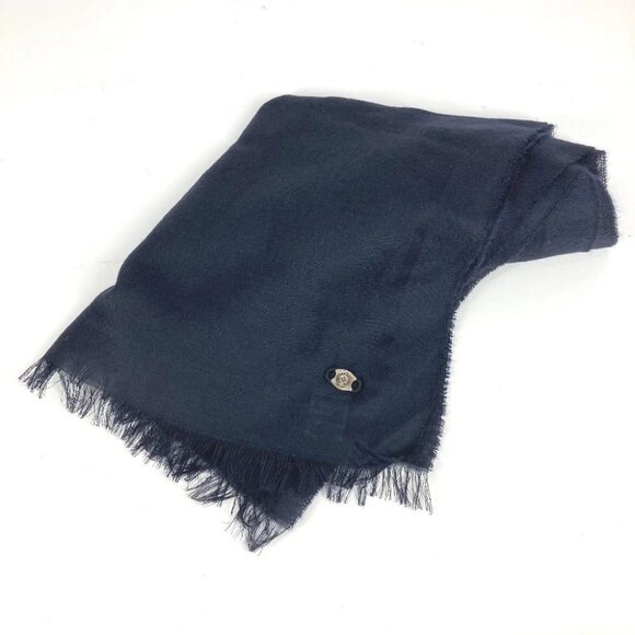 CHROME HEARTS CHPlus Large Stole/Shawl Scarf with Fringe Cashmere Navy - Picture 1 of 15